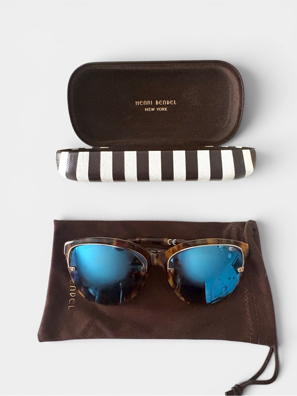 henri bendel Abbey Tortoiseshell Cat-Eye Sunglasses with Blue Mirrored Lenses